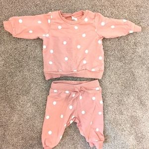 H&M pink polka dot jogger and sweater set 2-4 months